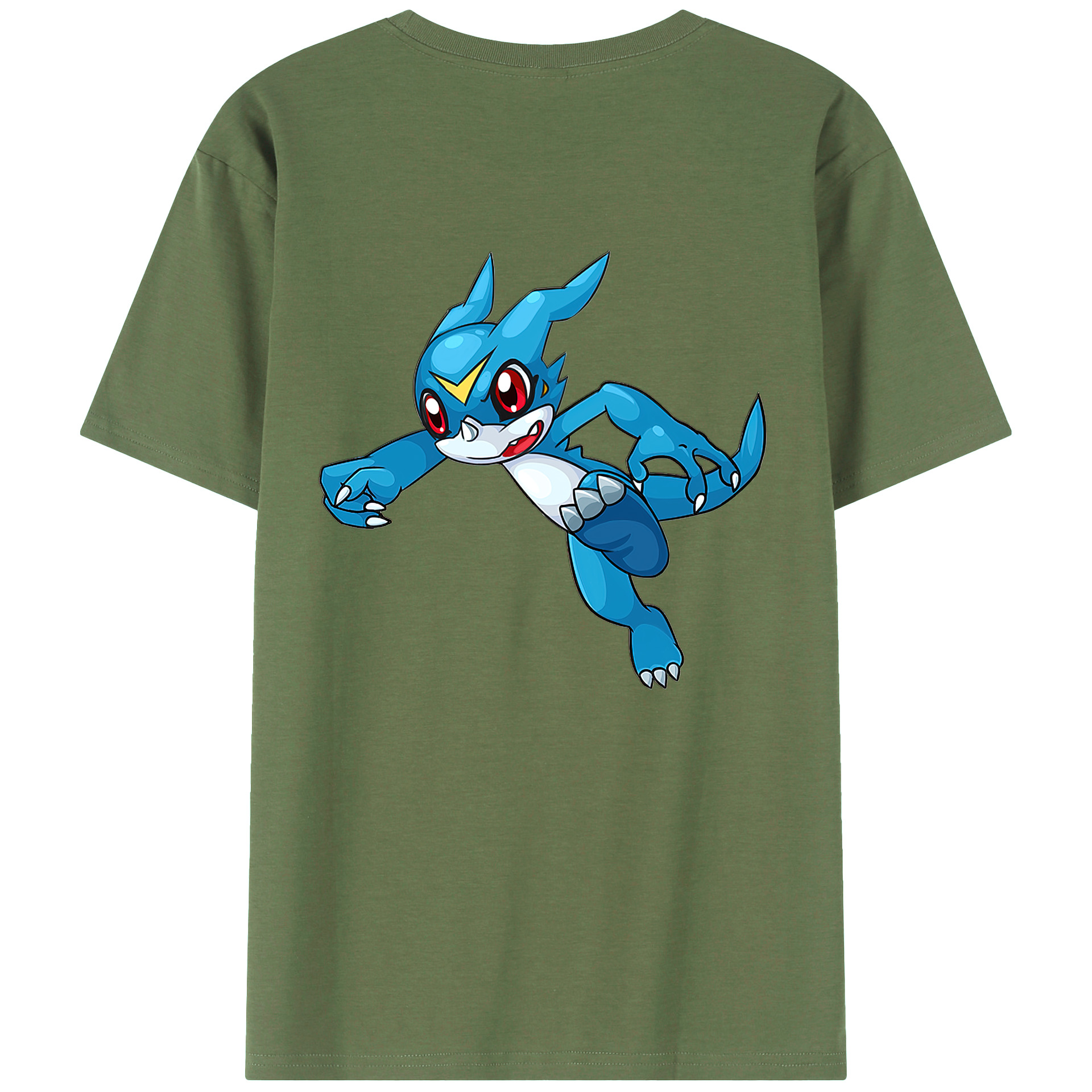 （画像用） Digimon デジタルモンスター/デジモン 綿100％ メンズ半袖Tシャツ（バックプリント） 通気性